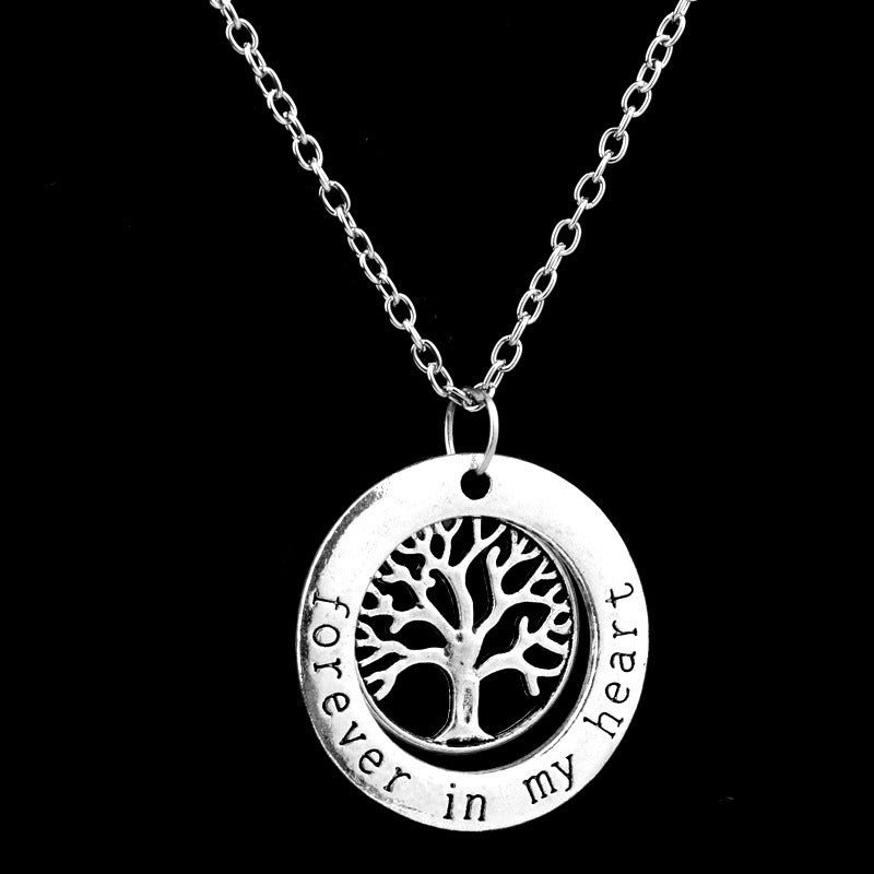 Wholesale Mother's Day Alloy Engraved Forever in Heart Pendant Necklace